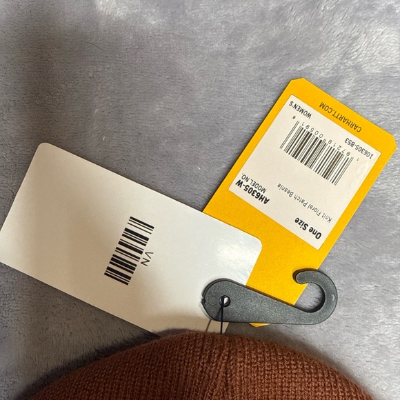 Carhartt Women’s Floral Patch Beanie Cuffed Sable Red Winter Cap Hat Knit - Picture 2 of 4